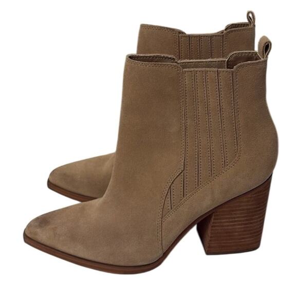 Mark Fisher Womens Tan Suede Ankle Boots Women’s 8.5 Block Heel Western Boho - Picture 4 of 12